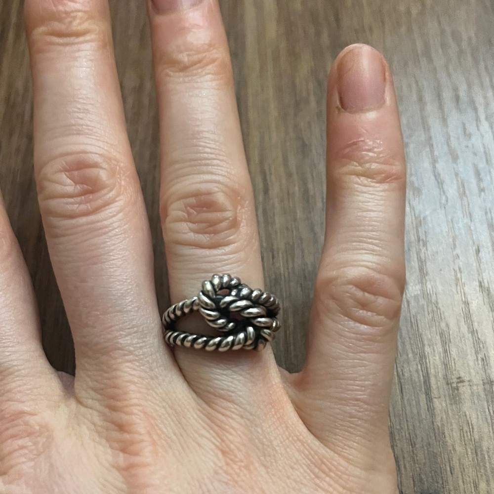 Regal Rose Silver Knot Ring